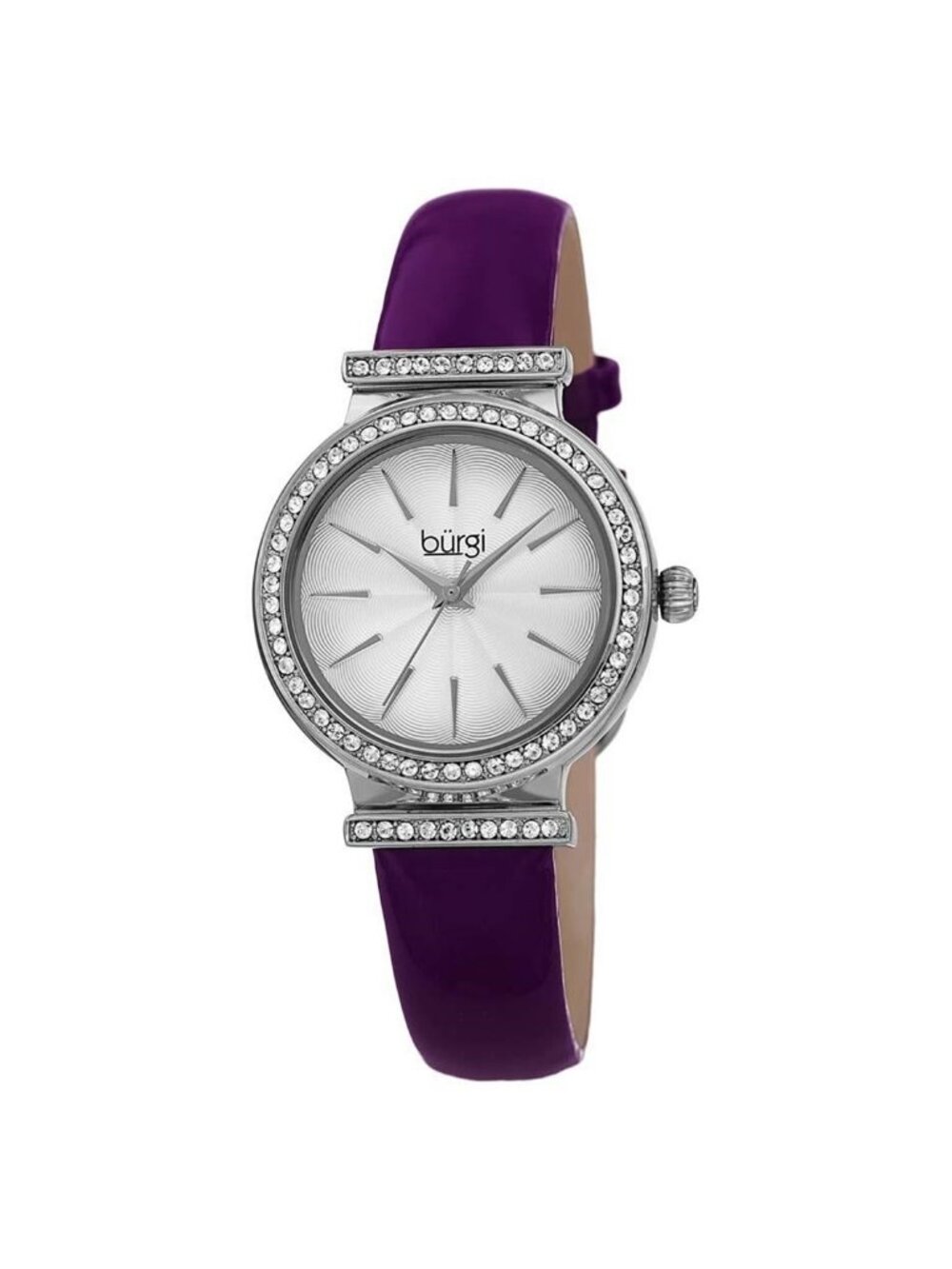 NWT Burgi Swarovski Crystals Quartz Silver Dial Ladies Watch